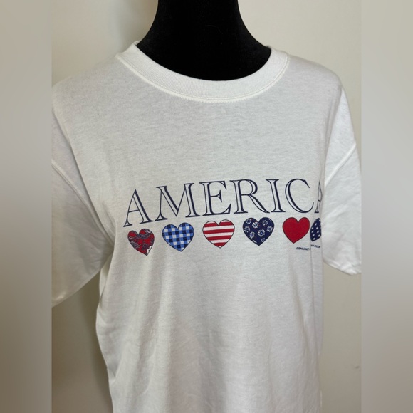 Vintage NWOT 2002 Sonoma patriotic America heart 100% cotton white crewneck S - Picture 1 of 6
